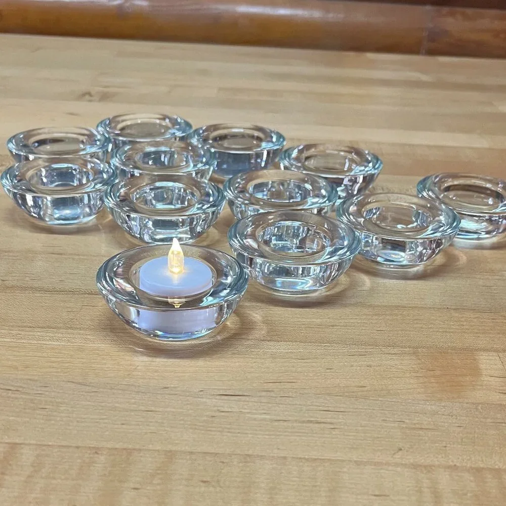 Lot of 12 IKEA Clear Glass Votive Tealight Candleholders, 3